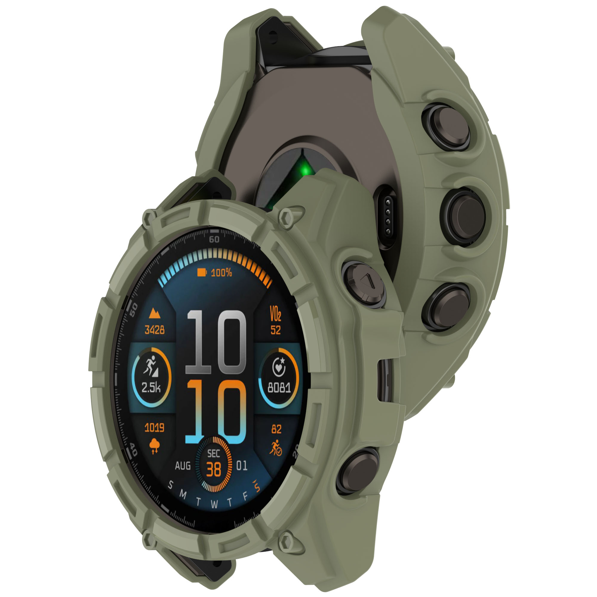 Eraysun Bumper Frame Cover Armor Skeleton Case TPU Half Wrap Protective Case 51mm 47mm 43mm for Garmin Fenix8