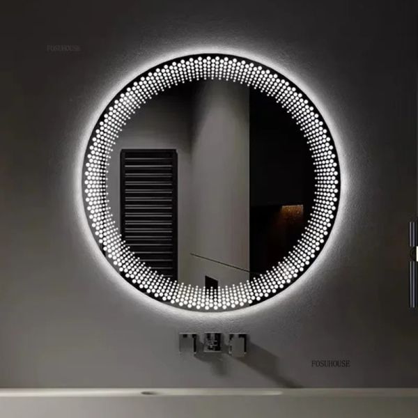 Simple flameproof Led Smart Touch Screen Anti-fog Round Sensor Mirror with Light(WH-MR-101)