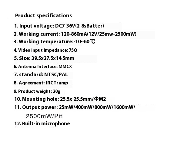 Factory Direct Sale Stock VTX 5.8G 2.5W Image Transmission for 7 10 13inch FPV RC Drone
