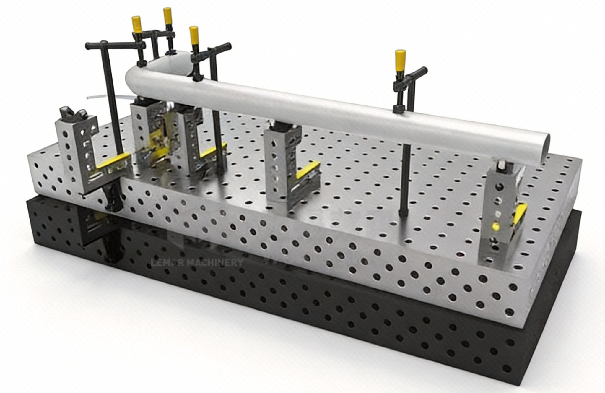 D16 Welding Table Heavy Duty Steel Frame Featuring Heat Resistant Surface and Adjustable Clamps