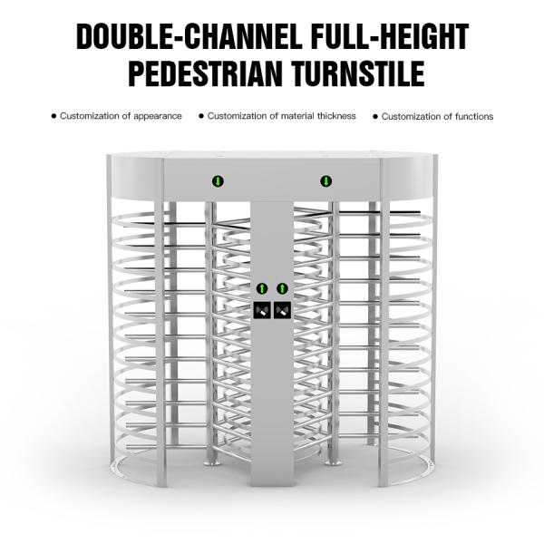 Double Magnetic Full Height Turnstile Gate Biometric Face Recognition RS485