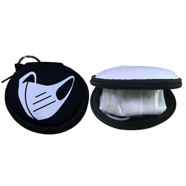 Multifunctional Compact Sublimation Neoprene Earphone Case For Storing Coins And Masks