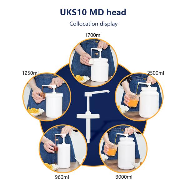 3000ml PE Container Plastic Condiment Pump Dispenser Set MD Head Type