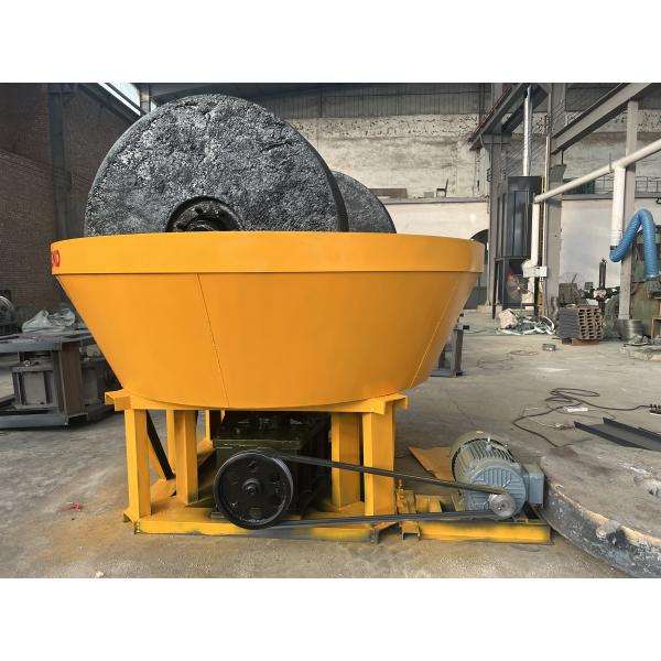 Double Rollers Wet Pan Mill 1100 1200 Model Gold Powder Making Machine With 400 500 Kg Per Hour Output Size 150 Mesh