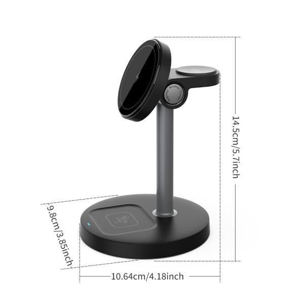 S11 3 in 1 Magnetic Wireless Charging Stand with Adjustable Charging Angle and USB Type-C Input Interface