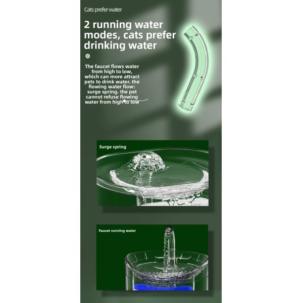 Automatic Cat Water Dispenser Wireless Charging Rechargeable Intelligent Induction Live Water Filtration Unplugged Solid