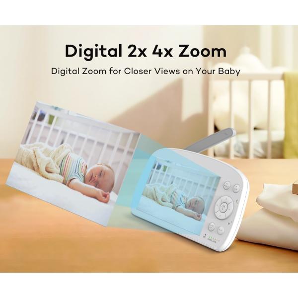 5.5 Inch 1080P Baby Monitor with 360 Pan Tilt Night Vision and Two-Way Audio