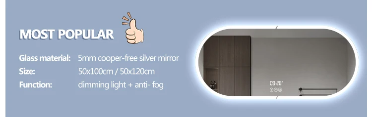 Dimmable LED Arched Bathroom Mirror Waterproof Ip44 Color Temperature Adjustable