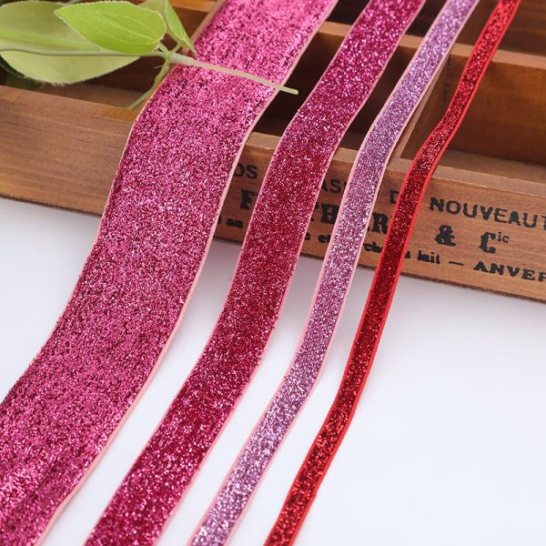 Customized logo Colorful 100% Nylon Solid Color Single Face flocked Stretch Velvet Ribbon