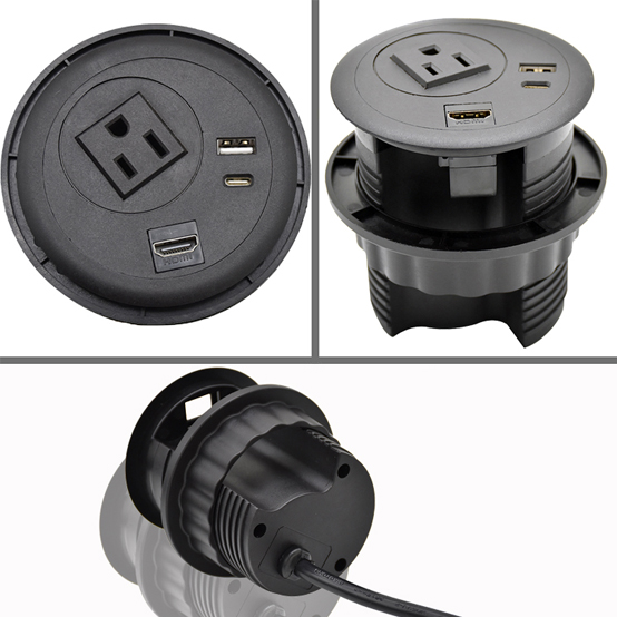 American Type Desktop Clamp Power Strip 1 Way And 2USB ETL cETL Passed