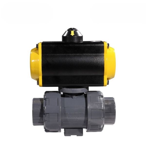 UPVC Pneumatic Ball Valve Threaded Corrosion Resistant Pneumatic Actuated Plastic Ball Valve for Chemical Waste Water Treatment