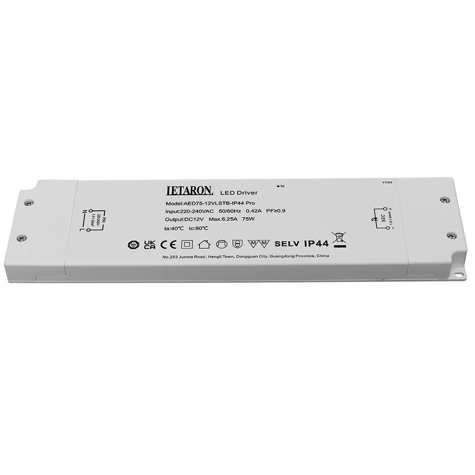 75W 12V 24V Super Slim High Efficiency IP44 LED Driver for LED Strip Light