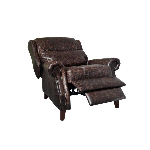 Comfortable High Back Leather Reclining Armchairs Metal Base Tilt Function Device