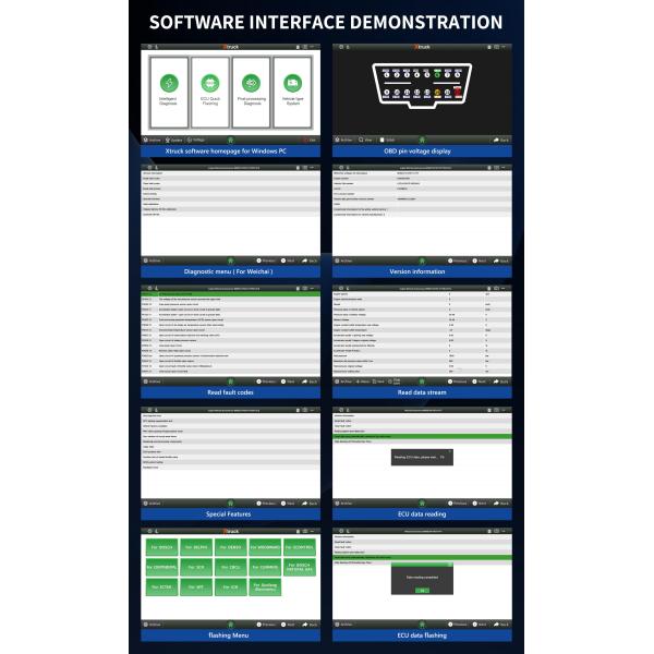 Xtruck X005 plus Intelligent Diagnosis ECU Quick Flashing post-processing diagnosis vehicle type system support SHACMAN