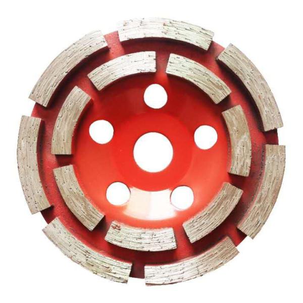 9 Inch 7 Inch Concrete Grinding Wheel , Double Row Segment 6mm Diamond Grinding Cup Wheel