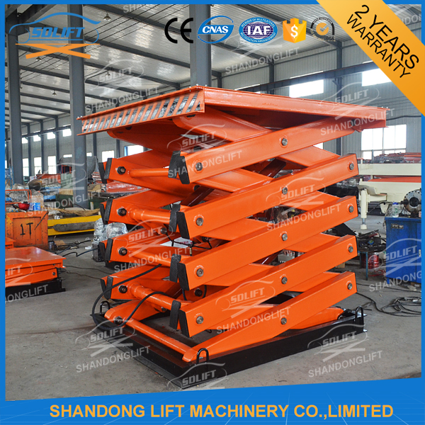 7M 2T Warehouse Cargo Loading Hydraulic Lift Platform Orange
