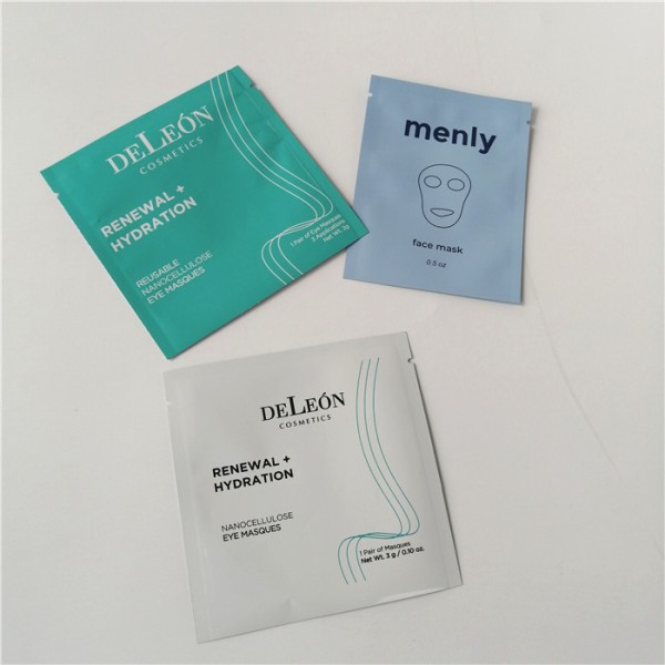 Matte blue cosmtic packaging bags customized flat foil sachets
