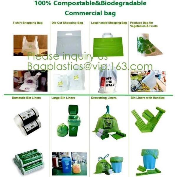 Eco friendly Compostable Biodegradable commercial bags,100% Environment Friendly Compostable Cornstarch Garbage Bags pac