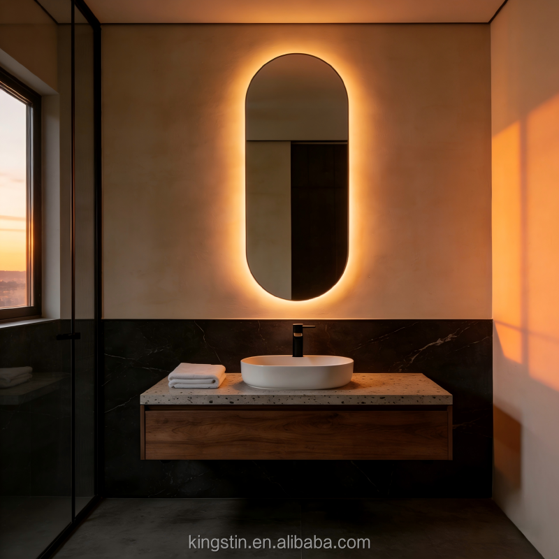 Modern LED Wall-Mounted Bathroom Vanity Light High-Definition Backlight Touch Switch Salon-Appropriate Oval Salon Apartment