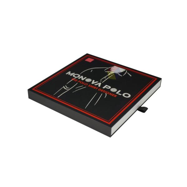 Custom logo Drawer Slide Closure Black Gift Scarf Packaging Box Paper Rigid Cardboard