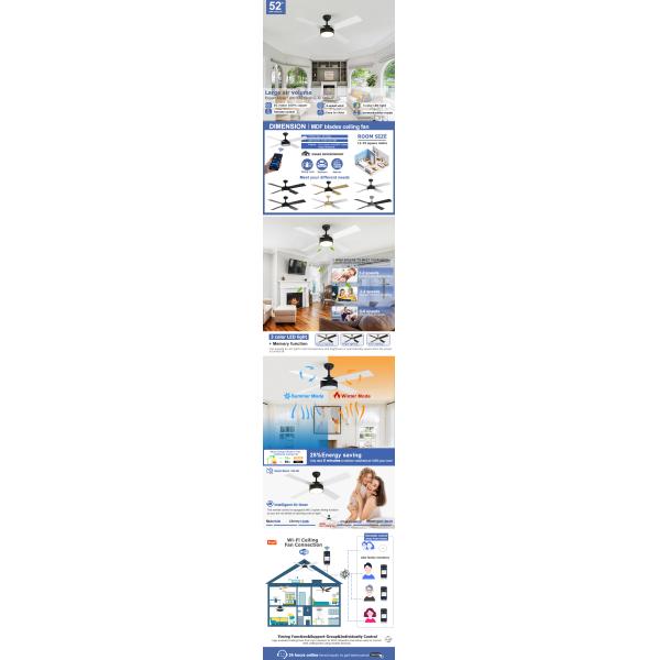 Low Noise Remote LED Ceiling Fan With MDF Blade DC Motor Ceiling Fan