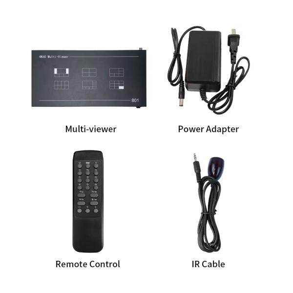 4K60 Resolution Adaptive Video Splitter 8 Inputs 1 Output Multi-viewer Professional Grade CCTV Monitoring Picture Synthesizer