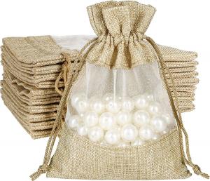 China Lightweight Durable Burlap Sheer Bags  Drawstring Gift Bag Jewelry Pouches for Candy Wedding Party Favor on sale