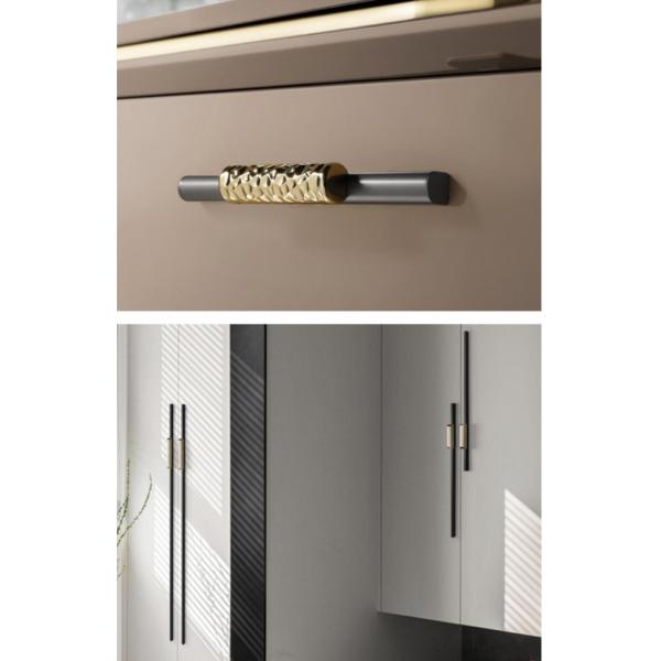 Gold Nordic Kitchen Drawer Wardrobe Pull Handles Embossing Knobs Furniture Cabinets Door Knurling Knurled Handle