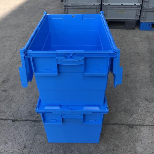 Colorful No Collapsible Plastic Crate With Attached Lids , Stackable Plastic Storage Bins 600 X 400 X 320 Mm