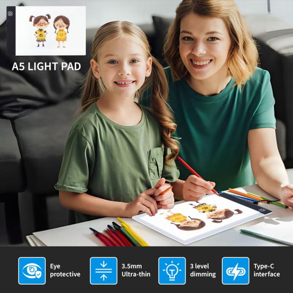 Micro USB 5V Led Light Pad 3 Levels Adjustable Brightness Multifunctional Copying Tracing Board Drawing Board Great Kids