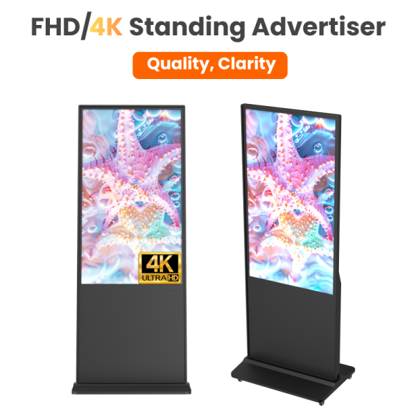 Floor Standing Digital Signage with Bluetooth Connectivity, 1920x1080 Max Resolution, and 42-65 Inch Display Size
