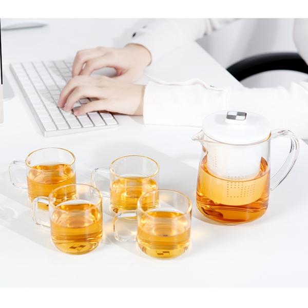 600ml Glass Strainer Teapot Kettle Tea Cup Set With Removable Infuser