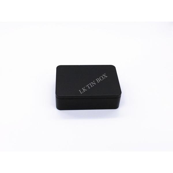 Tea Storage Rectangular Tin Box Black Double sides Printed With Matt Varnish