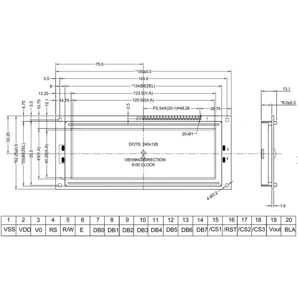 192X64 Dots FSTN Transflective Monochrome Positive Graphic LCD Display Module