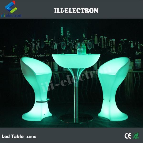 Stylish rechargeable round PE plastic LED bar table/ LED coffee table/ night culb table