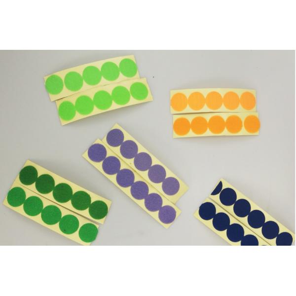 22MM diameter 100% polyester hook and loop self adhesive dots coins with yellow paper liner