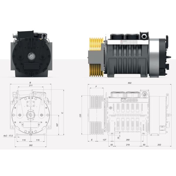 0.63 - 2.5m/S Speed Elevator Gearless Traction Machine For Elevator Parts