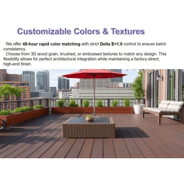 Fade Resistant Co Extruded WPC Floor Decking Low Maintenance