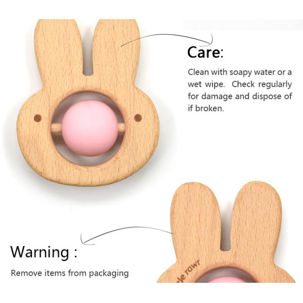 EN71 Wooden Silicone Teether