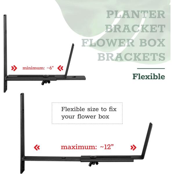 Adjustable Planter Bracket for Holding Different Flower Boxes Window Planter Box Hanger