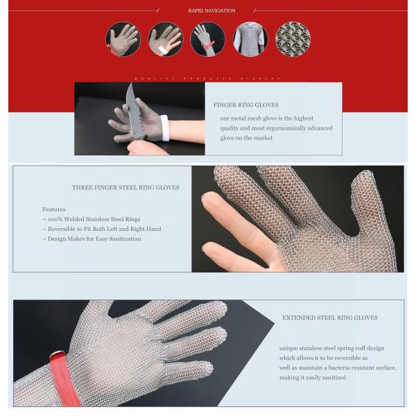 SS Chain Mail Ring Mesh Cut Resistant Safety Gloves With Extended Length