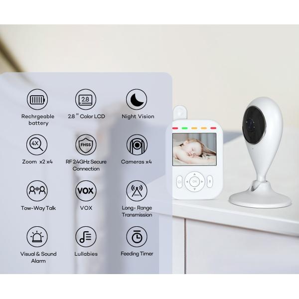 0.465kG Wireless Baby Care System Video Babyphone Audio Transmission Half Duplex Two-way Voice Intercom Monitor
