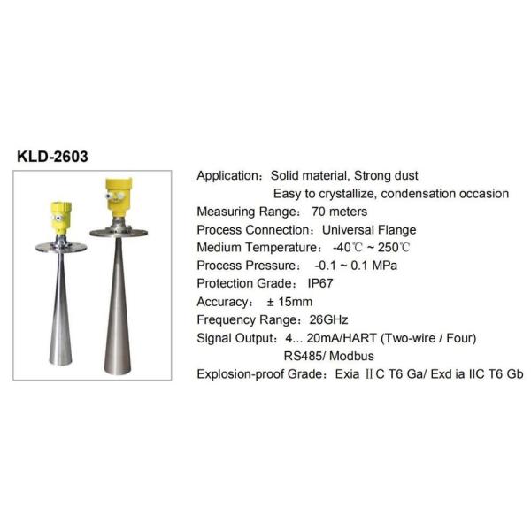 KLD 26GHz Series 4-20mA HART Radar Level Meter Solid Particles Level Meter