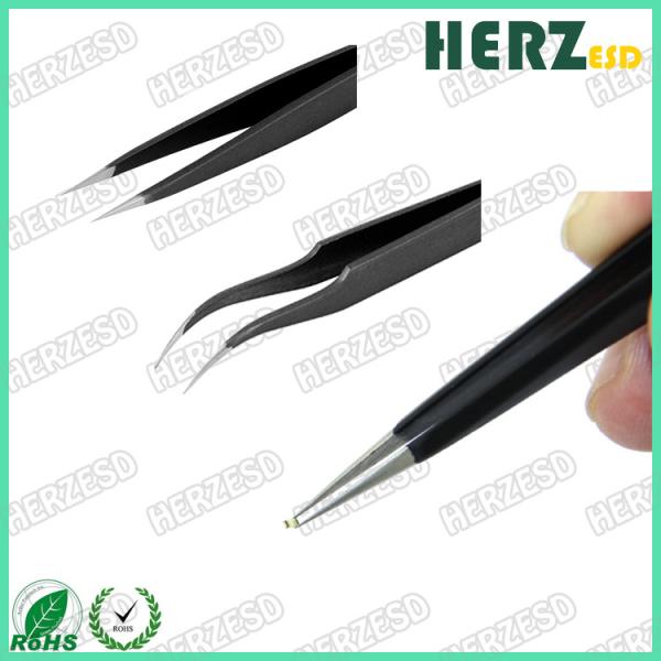 Flexible Durable ESD Safe Tools , Thin Square Flat Tip Tweezers For Medical Device