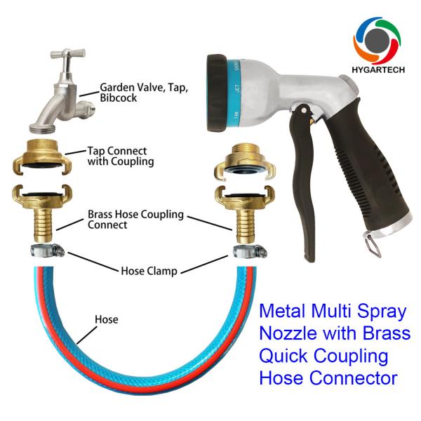 Metal Down Pressure Washer 8-Model Garden Hose Nozzle With Front Trigger Control