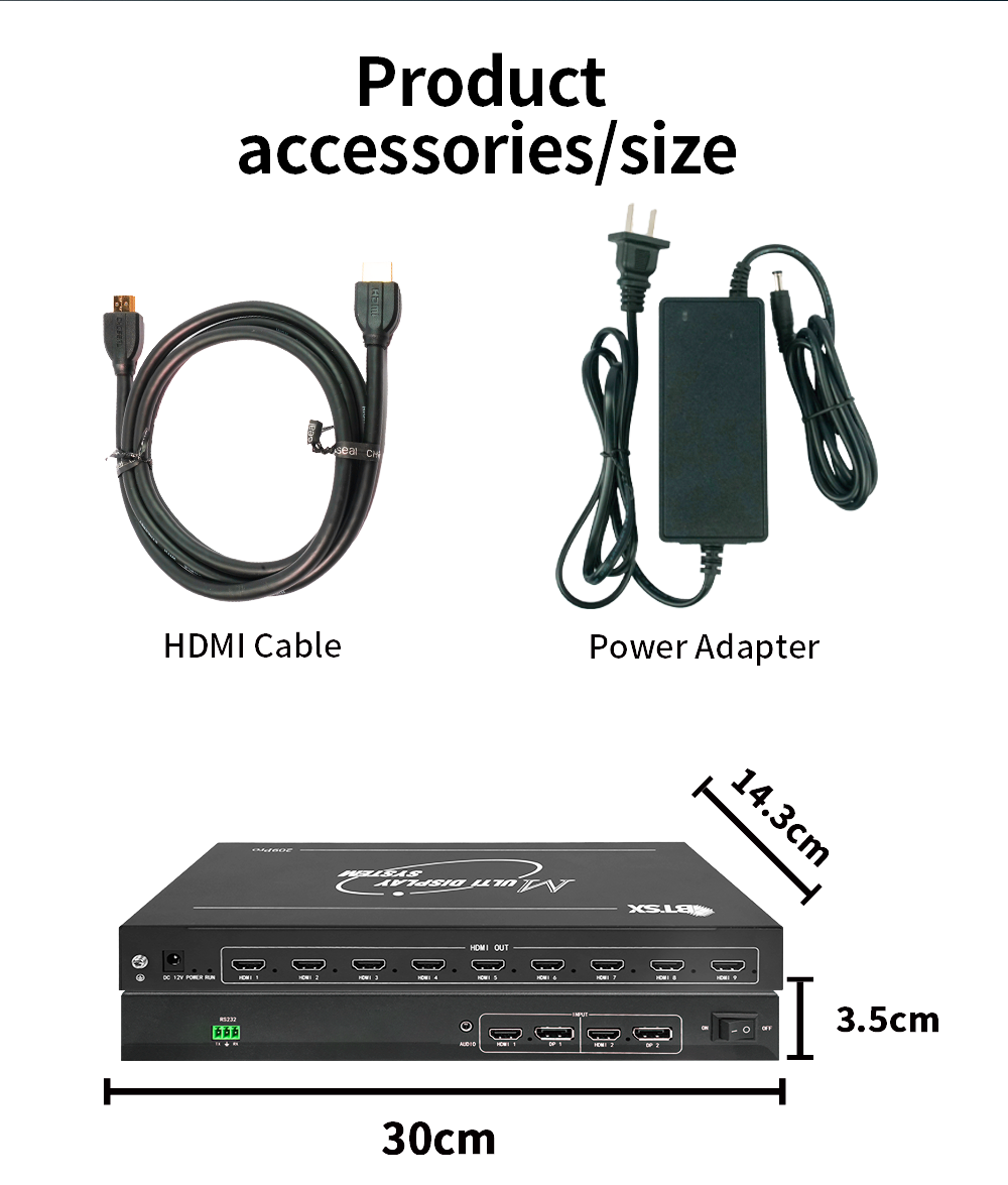 4K60 Video Wall Controller with 9 HDMI Outputs for Industrial-Grade Multi-Screen Display