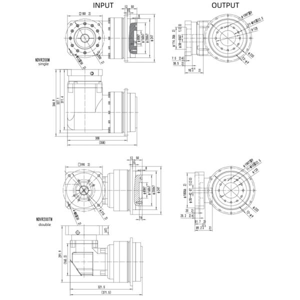 Power Transmission Right Angle Gearbox Hollow Shaft Drive Customized