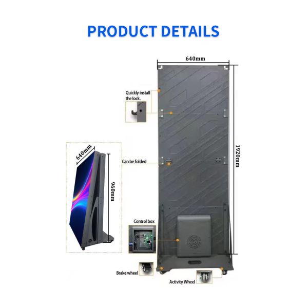 P2.5 Foldable LED Poster Screen Portable Advertising Player Mobile Smart Digital Signage Display for Exhibition OEM