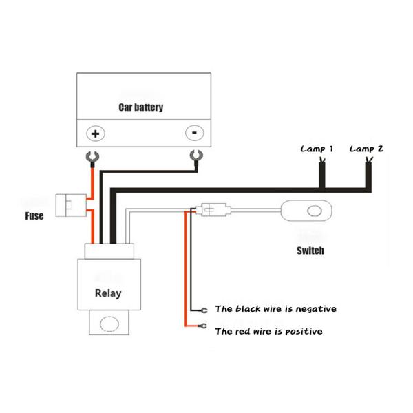 Onedrive 12V 40A Electric Vehicle Cable With Switch LED Work Spotlight