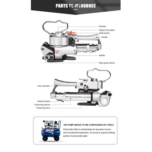 Pneumatic strapping machine hot-melt PET strapping machine packing tool with PP PET strapping